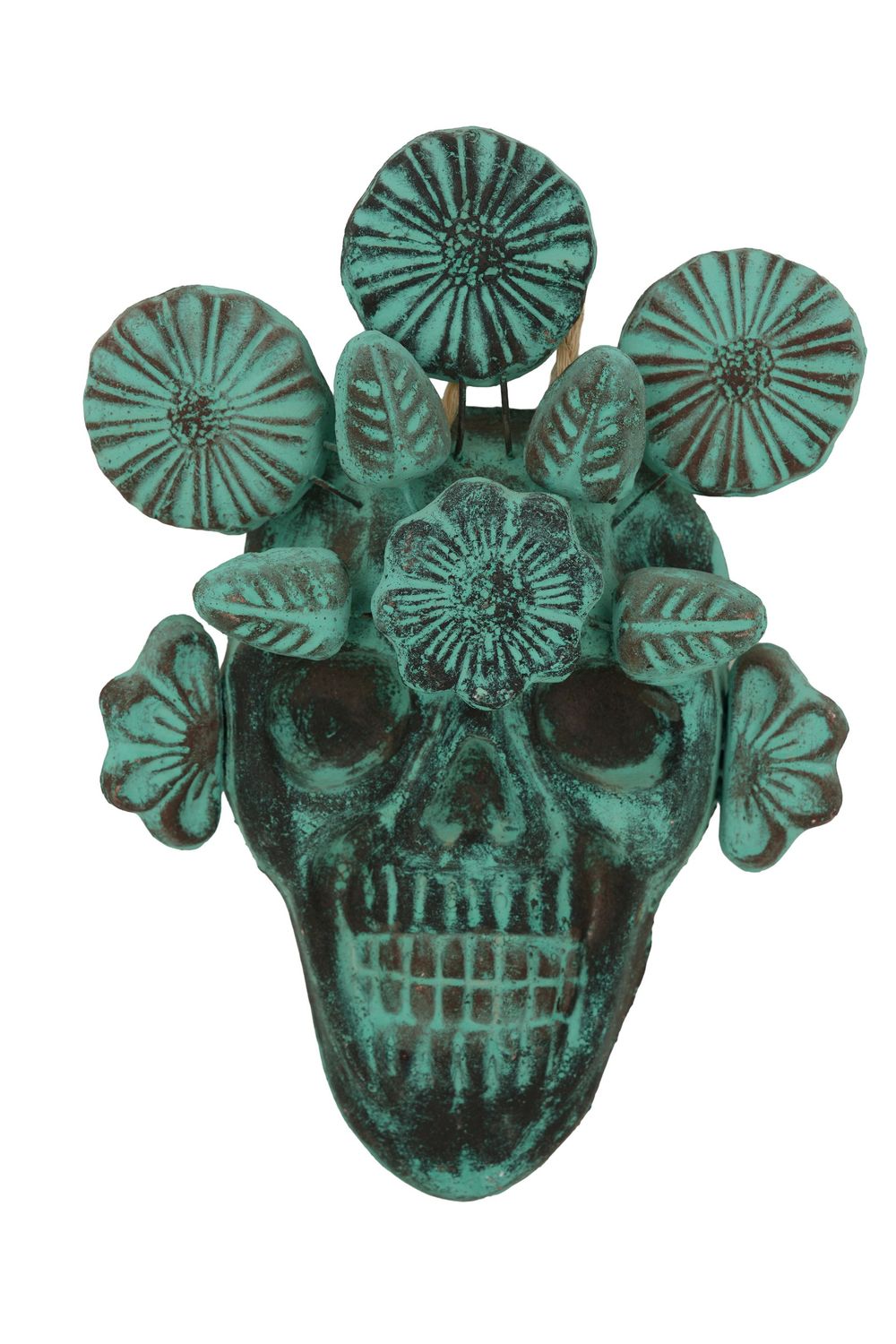 Day of the Dead Clay Wall Skull-Handmade-9x13H inches-NEW Day of the Dead Clay Wall Skull-Handmade-9x13H inches-NEW, Colors: Turquoise
