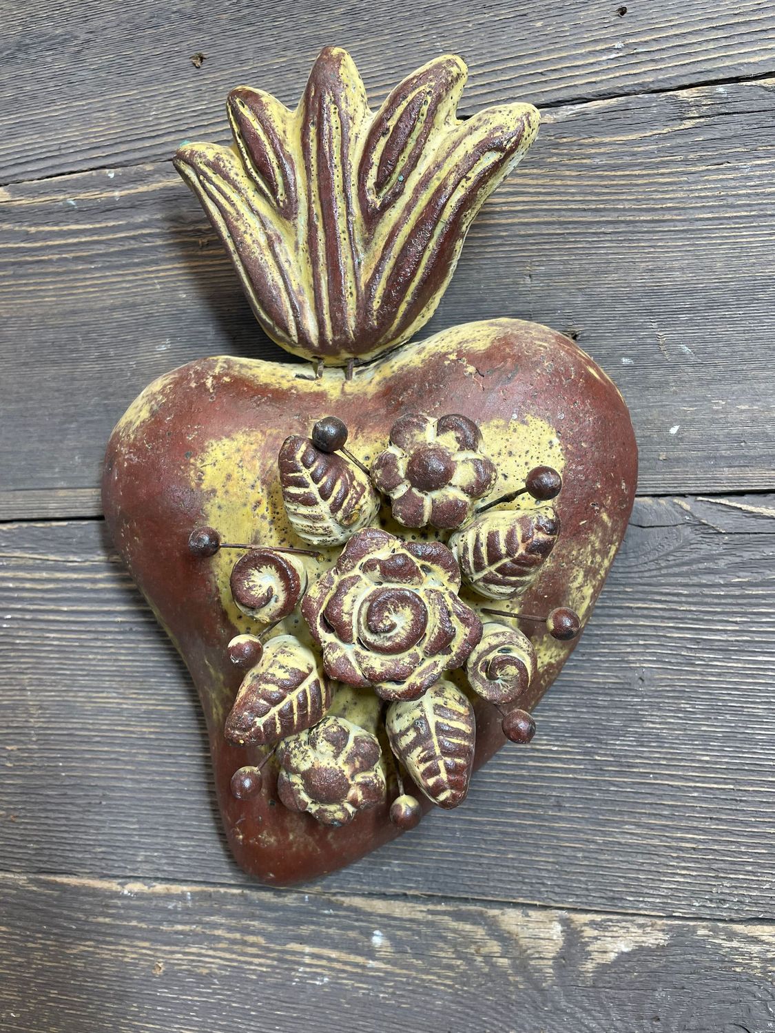 Esperanza Clay Sacred Heart-Wall-7x11 inches-Rustic Red-NEW Esperanza Clay Sacred Heart-Wall-7x11 inches-Rustic Red-NEW