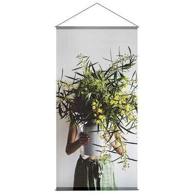 Schwer entflammbarer Stoffbanner "Frühlings-Blumenstrauß" aus Fahnenstoff 100 x 200 cm