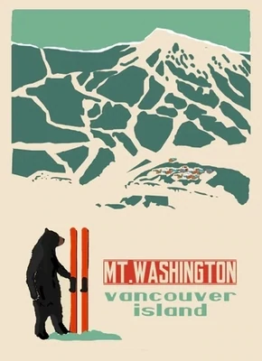 Framed Skookum Print Mt. Washington with Skis
