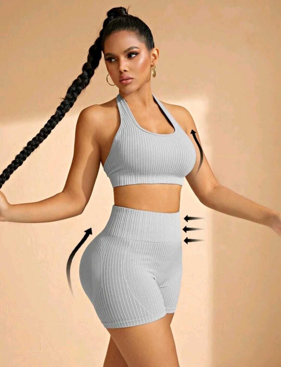 Seamless High Stretch Sports Bra With Biker Shorts