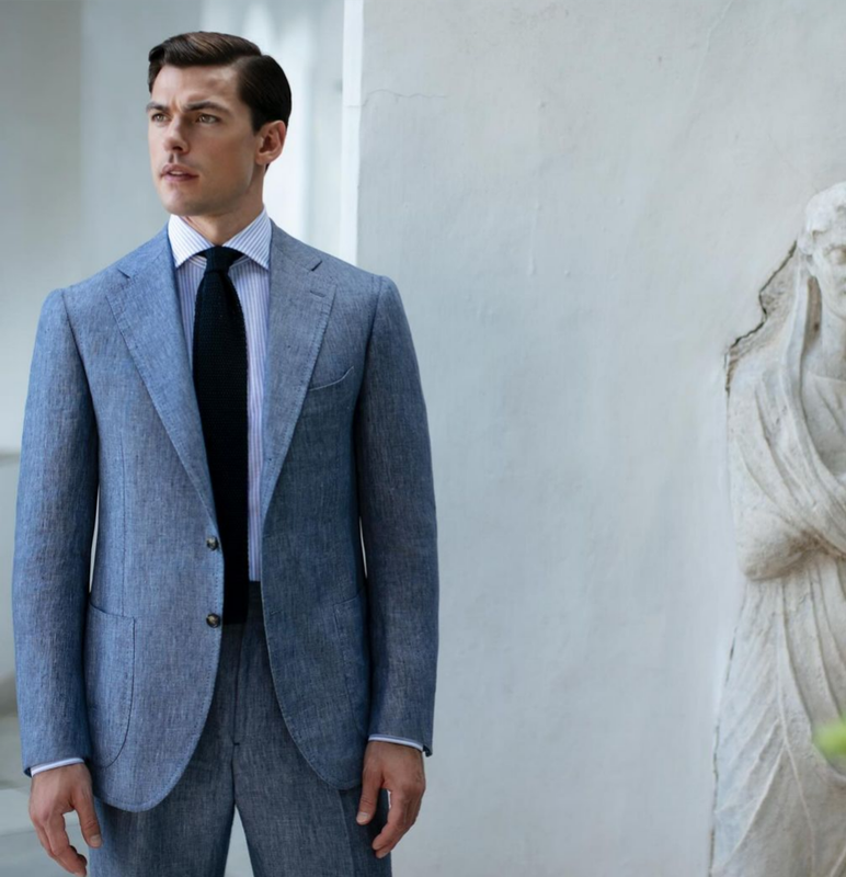 Abito categoria &quot;F&quot; broken check azzurro. Lana super 150’s