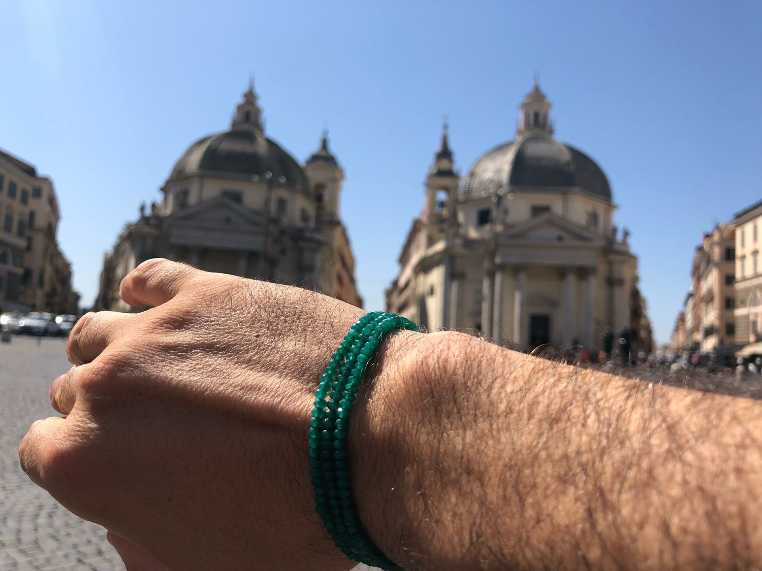 Bracciale in argento725 e giada smeraldo fatto totalmente a mano