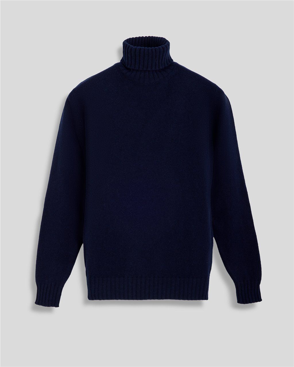 Knitwear: Maglia collo alto lana cashemere color blu et tortora
