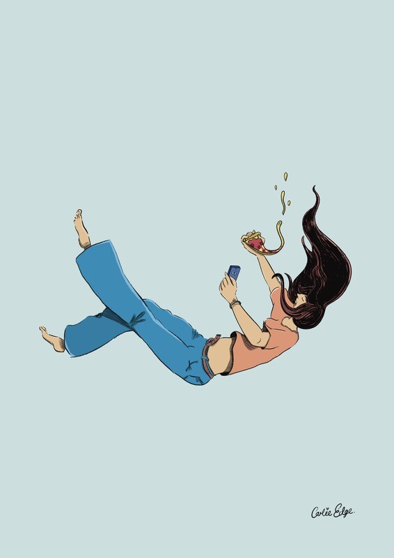 Swarm of Emotions, call for pizza, art print