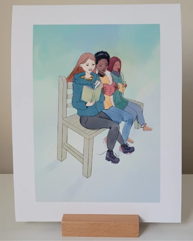 Reading in the park, Giclee art print