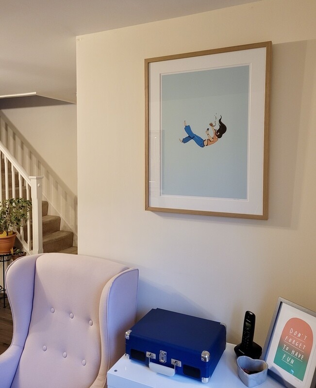 Original Giclée framed art, Call for Pizza, Clear Sky, Cloudy Sky