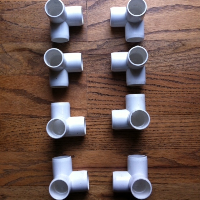 8 PVC Corner Pieces Only. Order these if you are going to make your own PVC stand - PVC lengths are not shipped to save shipping costs.