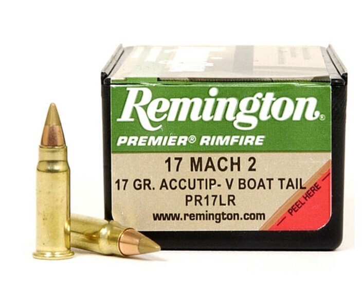 Remington .17 Mach 2 Rimfire Cartridge 17-Grain AccuTip-V Bullet 2100 fps