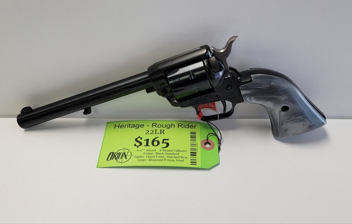 Heritage Rough Rider Revolver - Black | .22 LR | 6.5" Barrel | 6rd | Altamont Gray Pearl Grips