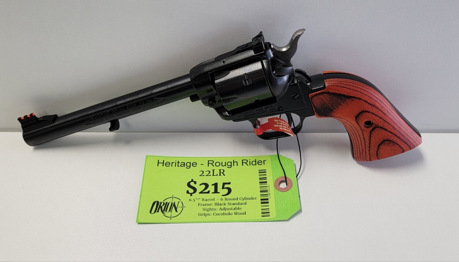 Heritage Rough Rider Revolver - Black | .22 LR / .22 WMR | 6.5" Barrel | 6rd | Cocobolo Wood Grips | Adjustable Sights