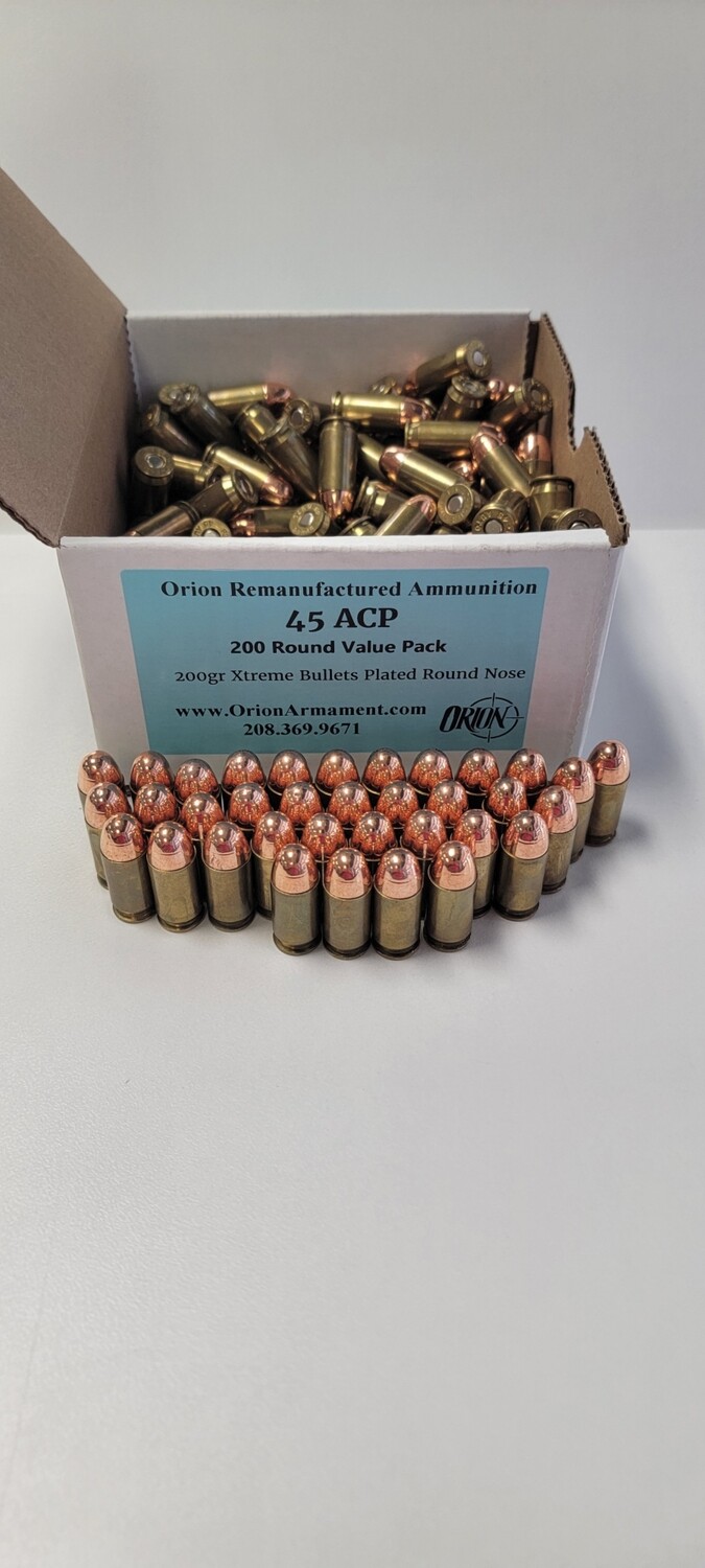Orion Remanufactured Ammo 45 ACP 200 GR RN