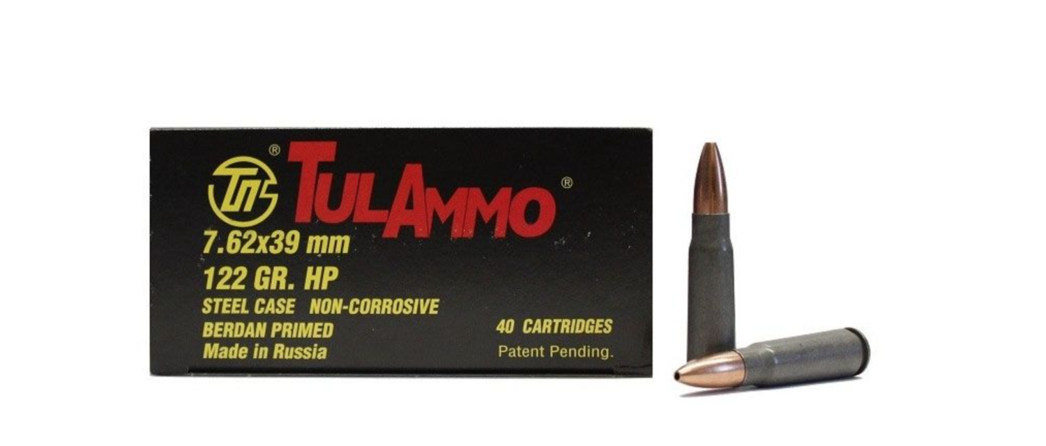 Tulammo 7.62x39mm 122Grain HP - Steel Case - Berdan Primed (20 Count)
