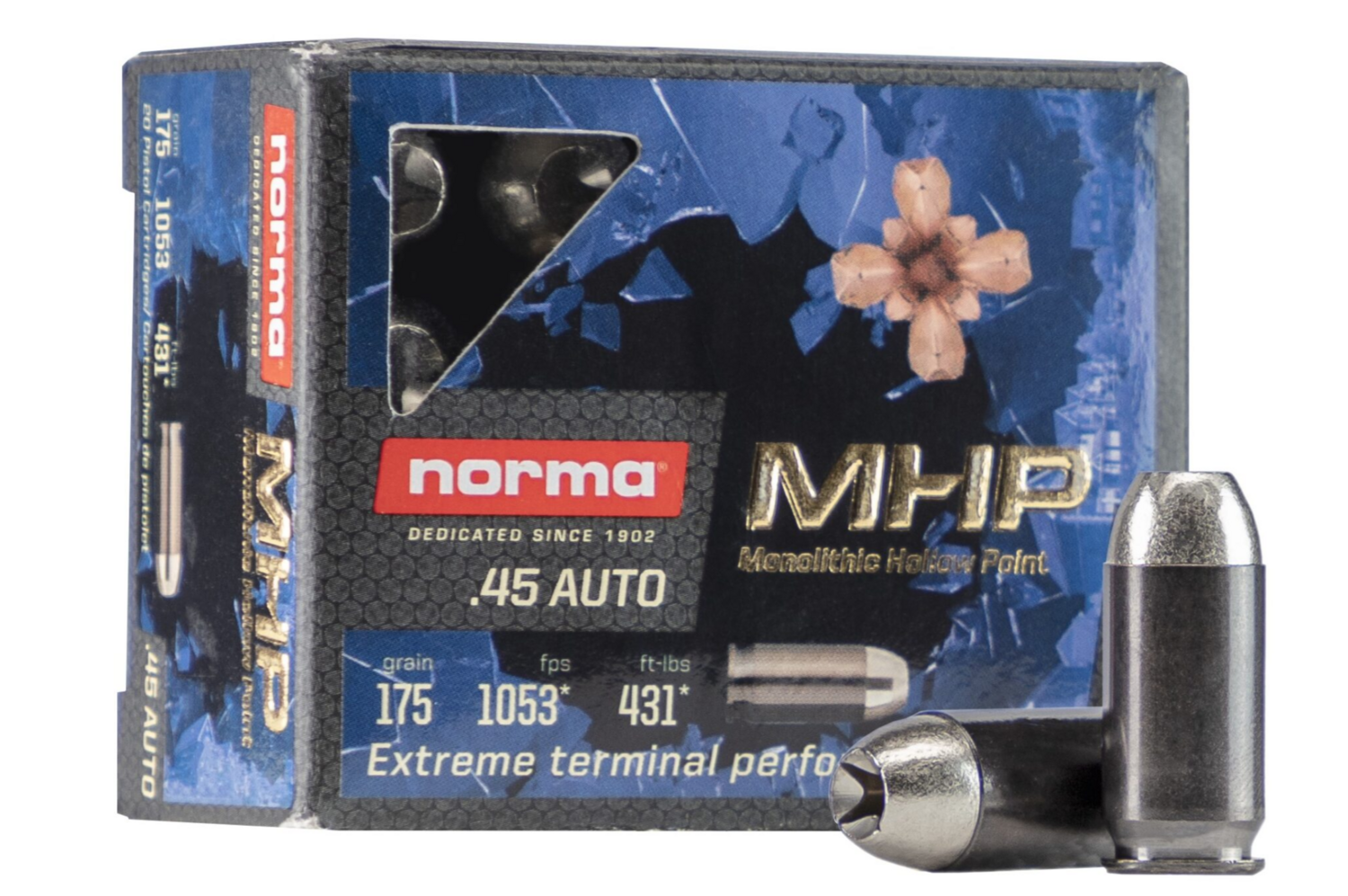 Norma Monolithic Hollow Point .45 Auto 175gr Hollow Point Brass Cased Centerfire Pistol Ammunition 245720020 Caliber: .45 Auto, Number of Rounds: 20