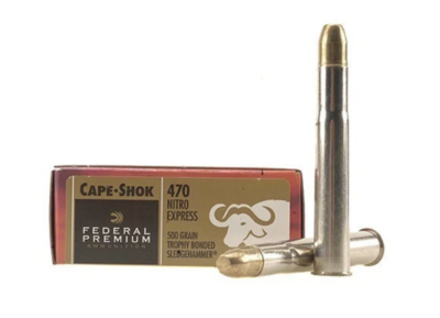 Federal Premium Safari Ammunition 470 Nitro Express 500 Grain Woodleigh Weldcore Soft Point Box of 20