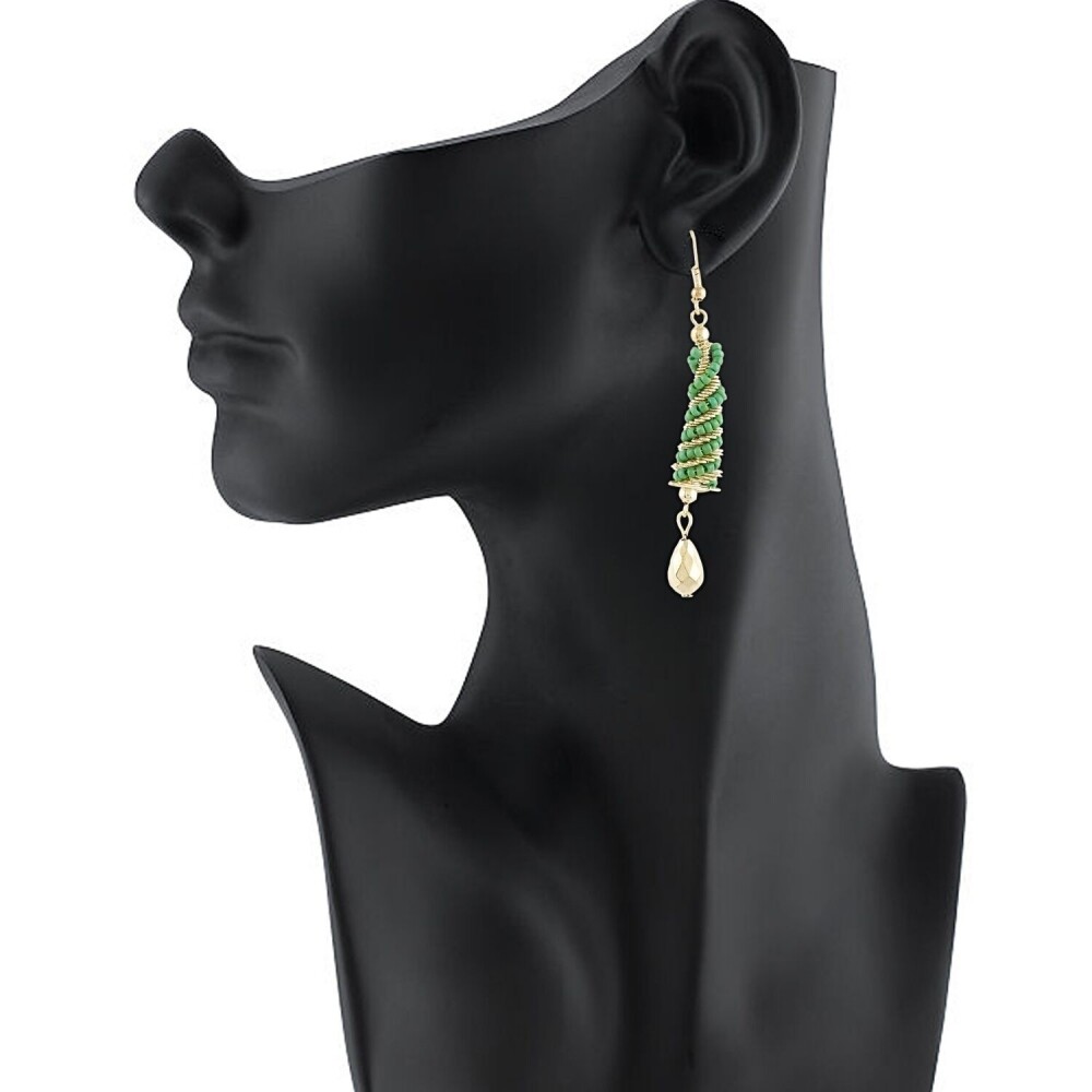 Women&#39;s Alloy Hook Dangler Hanging Earrings-Green