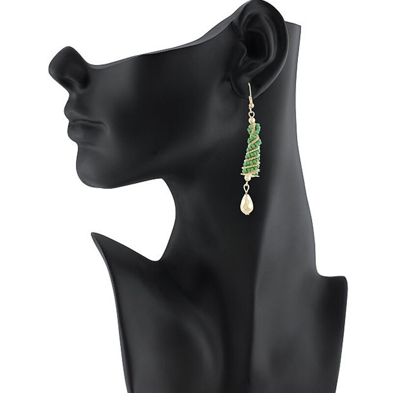 Women&#39;s Alloy Hook Dangler Hanging Earrings-Green
