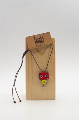 ​Wood laser-cut robot pendant. Handmade pendant necklace