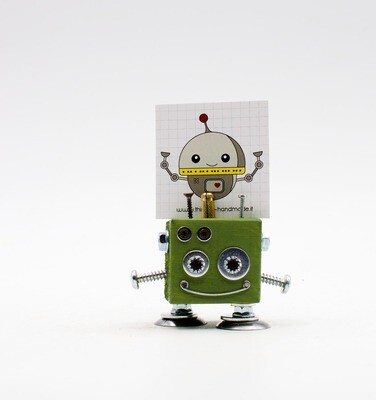 Green ​robot table photo frame. Fancy sweet-box, place mark handmade