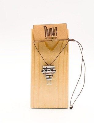 ​Wood laser-cut robot pendant. Handmade pendant necklace