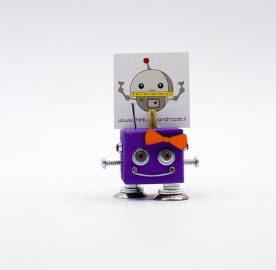 Purple ​robot table photo frame. Fancy sweet-box, place mark handmade