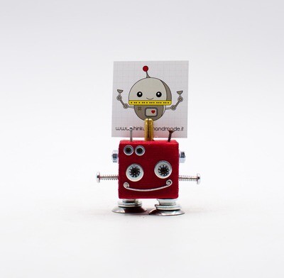 Red ​robot table photo frame. Fancy sweet-box, place mark handmade