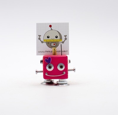 Pink ​robot table photo frame. Fancy sweet-box, place mark handmade