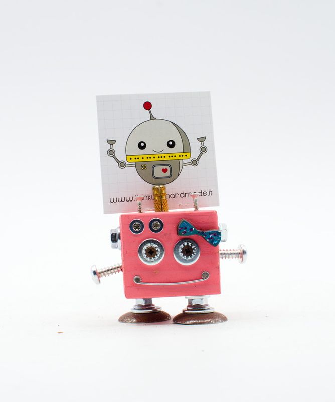 Purple ​robot table photo frame. Fancy sweet-box, place mark handmade