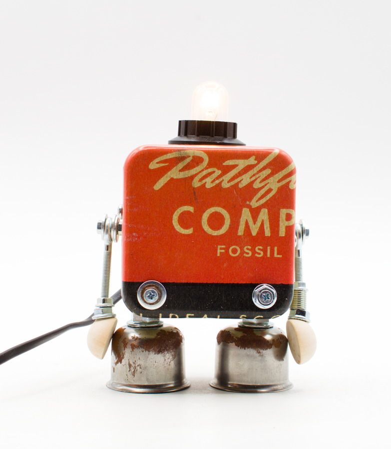 Robot lampada da tavolo stile "FOSSIL LAMP"  fatta a mano