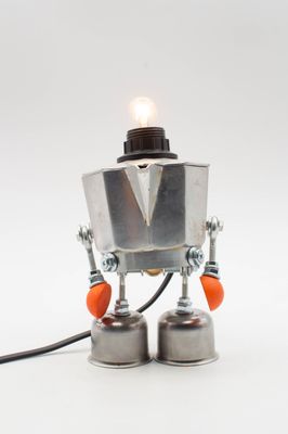 Robot lampada da tavolo stile "MOKA" snodabile fatta a mano