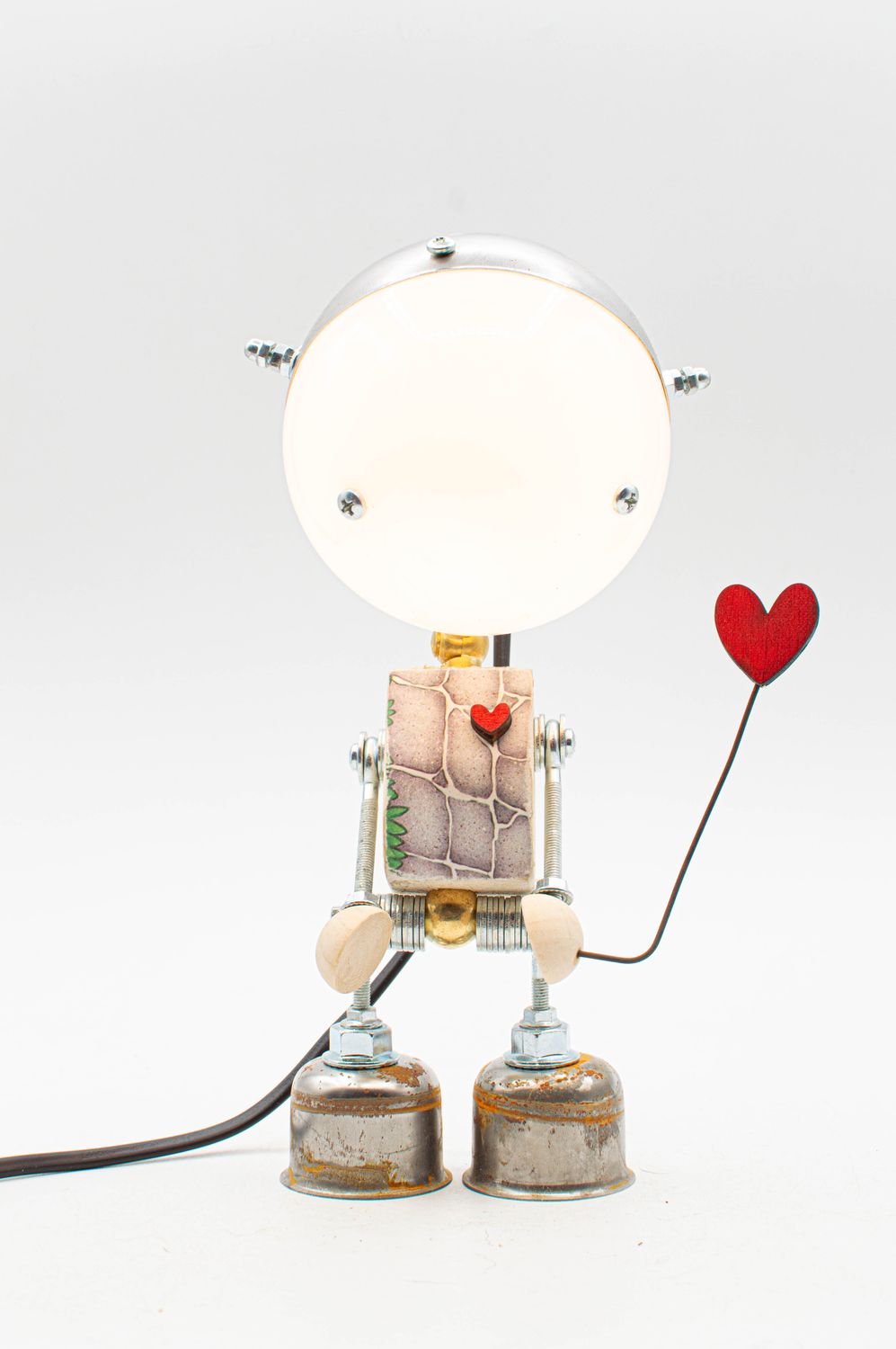 Robot lampada da tavolo stile "KODAMA" snodabile fatta a mano
