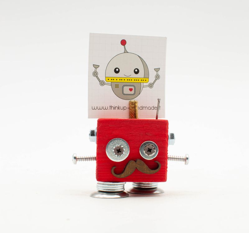 Portafoto da tavolo robot ROSSO. Bomboniera, segnaposto fatto a mano