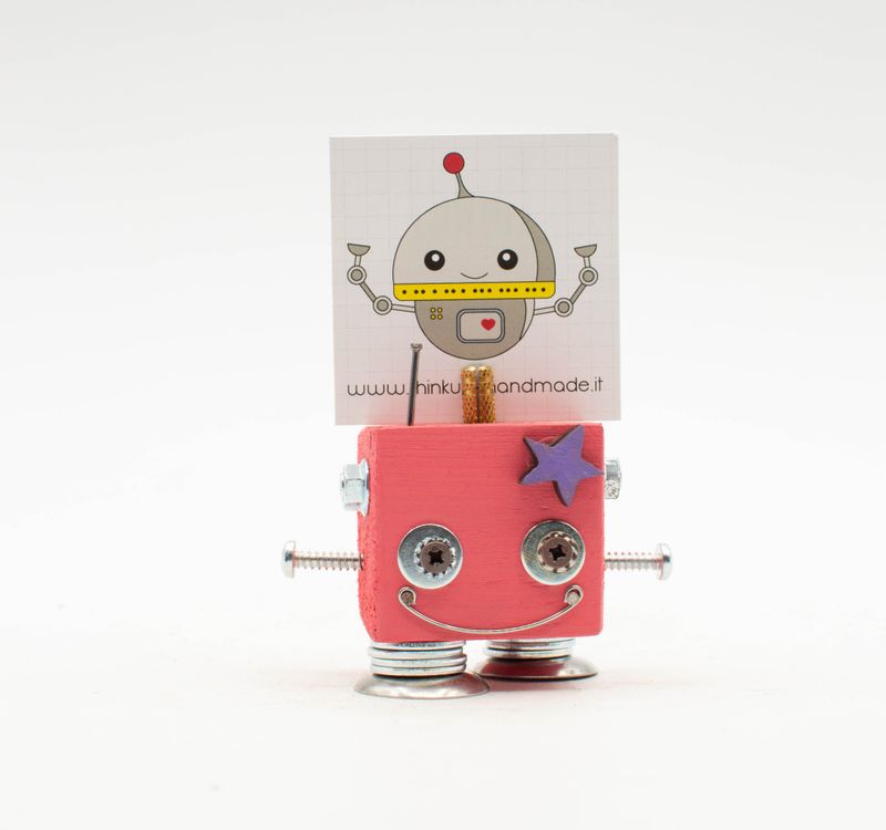 Portafoto da tavolo robot ROSA. Bomboniera, segnaposto fatto a mano