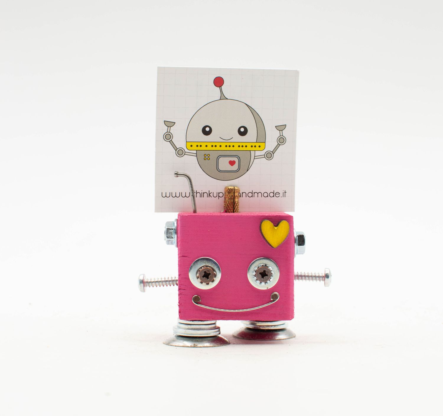 Portafoto da tavolo robot ROSA. Bomboniera, segnaposto fatto a mano