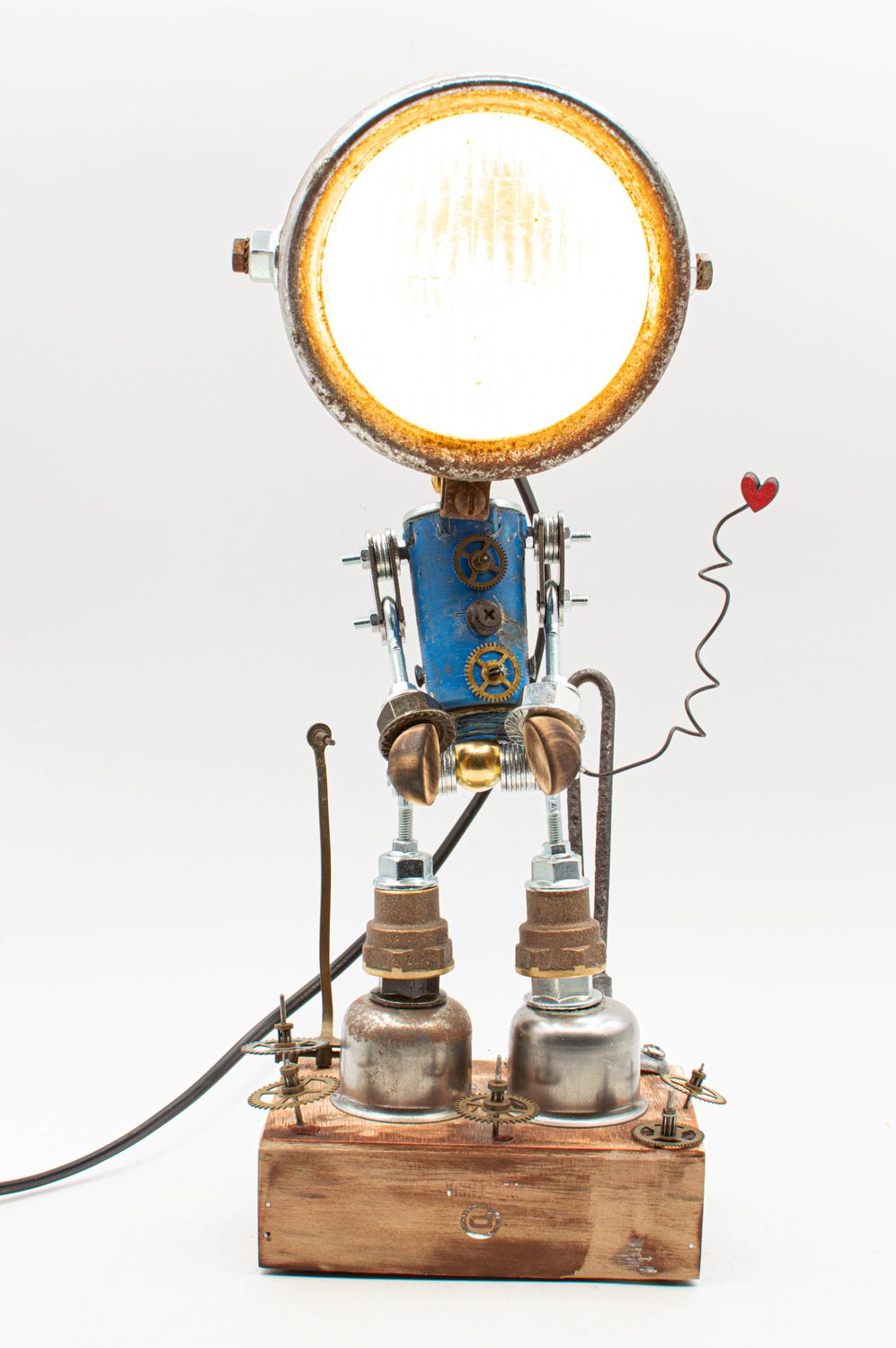 Robot lampada da tavolo stile "FANALE" fatta a mano