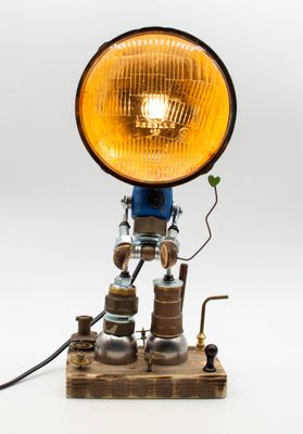 Robot lampada da tavolo stile "FANALE" snodabile fatta a mano