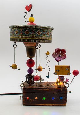 Robot lampada da tavolo stile "GIOSTRA" snodabile fatta a mano