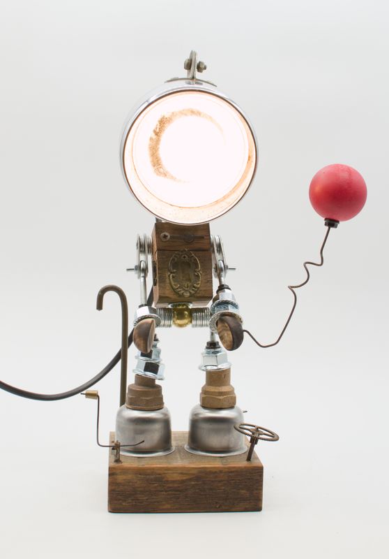 Robot lampada da tavolo stile "FANALE" snodabile fatta a mano