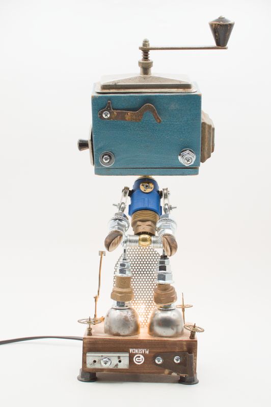 Robot lampada da tavolo stile "MACININO" snodabile fatta a mano