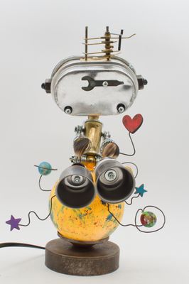 Robot lampada da tavolo stile "ROMANTICO" snodabile fatta a mano