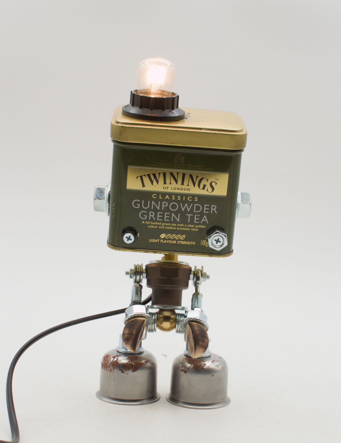 Robot lampada da tavolo stile "TWININGS" fatta a mano