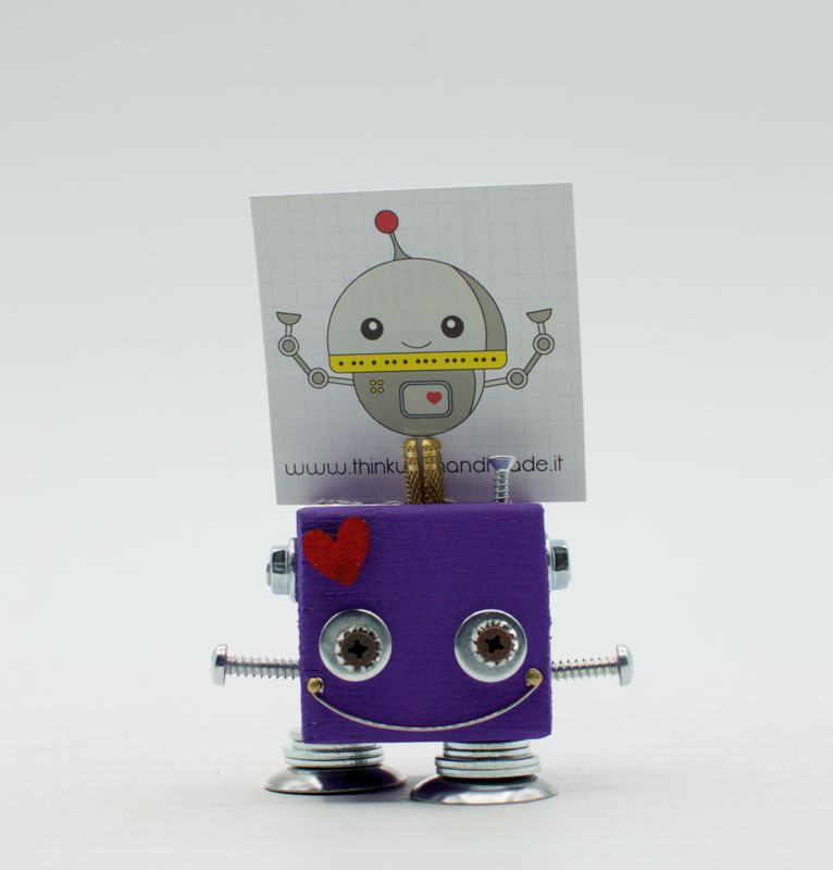 Portafoto da tavolo robot VIOLA. Bomboniera, segnaposto fatto a mano