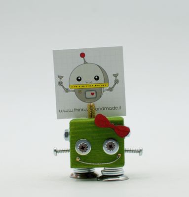 Portafoto da tavolo robot VERDE. Bomboniera, segnaposto fatto a mano
