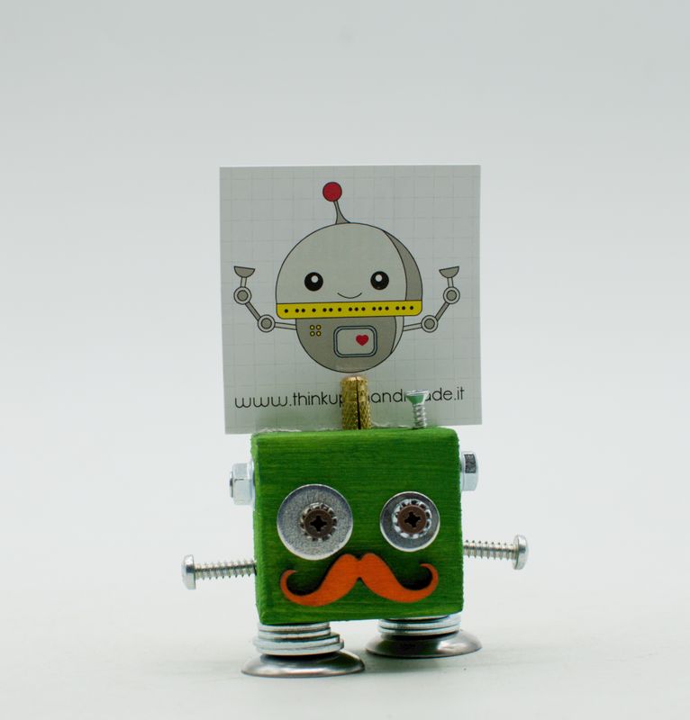 Portafoto da tavolo robot VERDE. Bomboniera, segnaposto fatto a mano