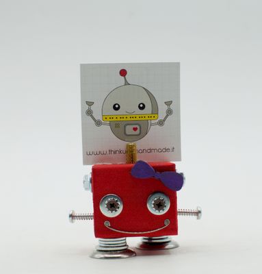 Portafoto da tavolo robot ROSSO. Bomboniera, segnaposto fatto a mano
