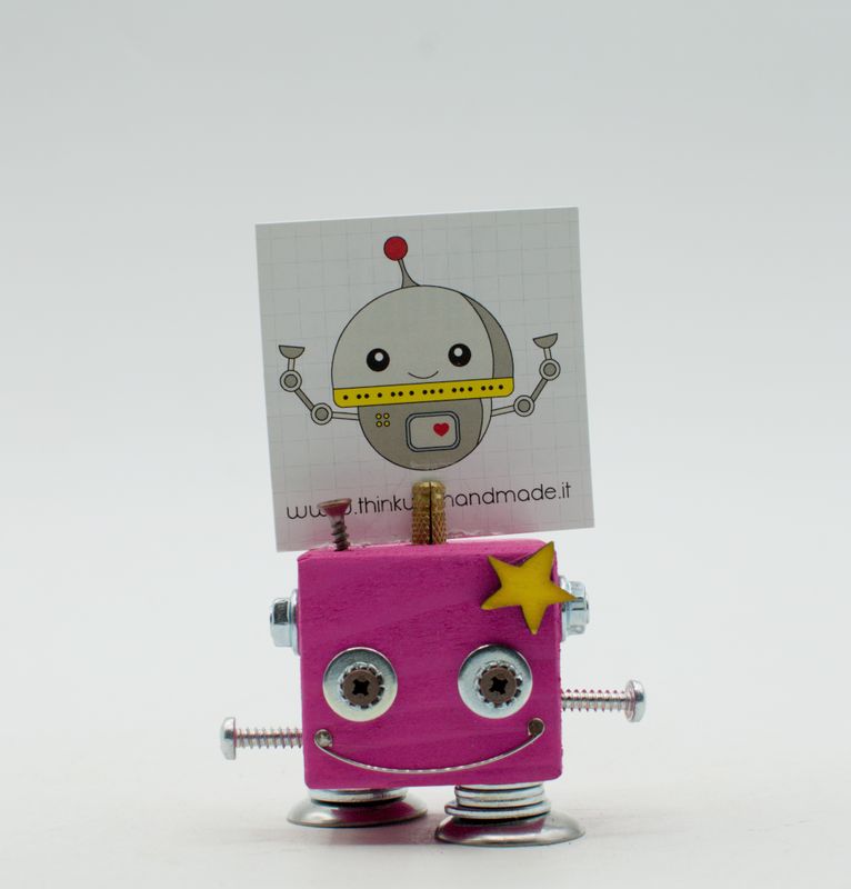 Portafoto da tavolo robot ROSA. Bomboniera, segnaposto fatto a mano