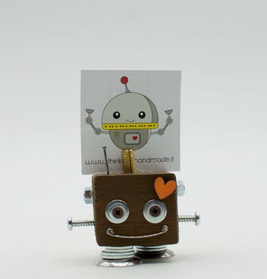 Portafoto da tavolo robot MARRONE. Bomboniera, segnaposto fatto a mano Portafoto da tavolo robot MARRONE. Bomboniera, segnaposto fatto a mano