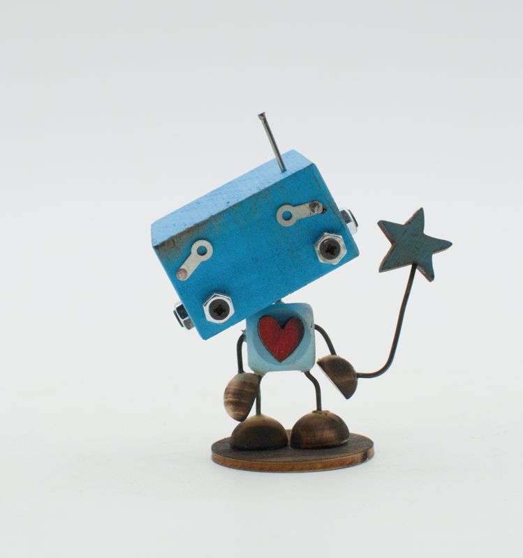 MINIBOT scultura robot fatto a mano