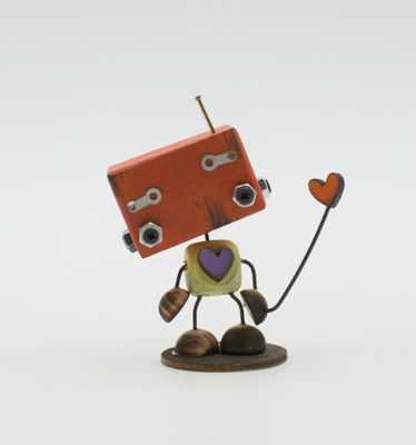 MINIBOT scultura robot fatto a mano