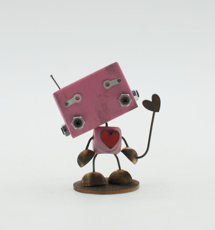 MINIBOT scultura robot fatto a mano